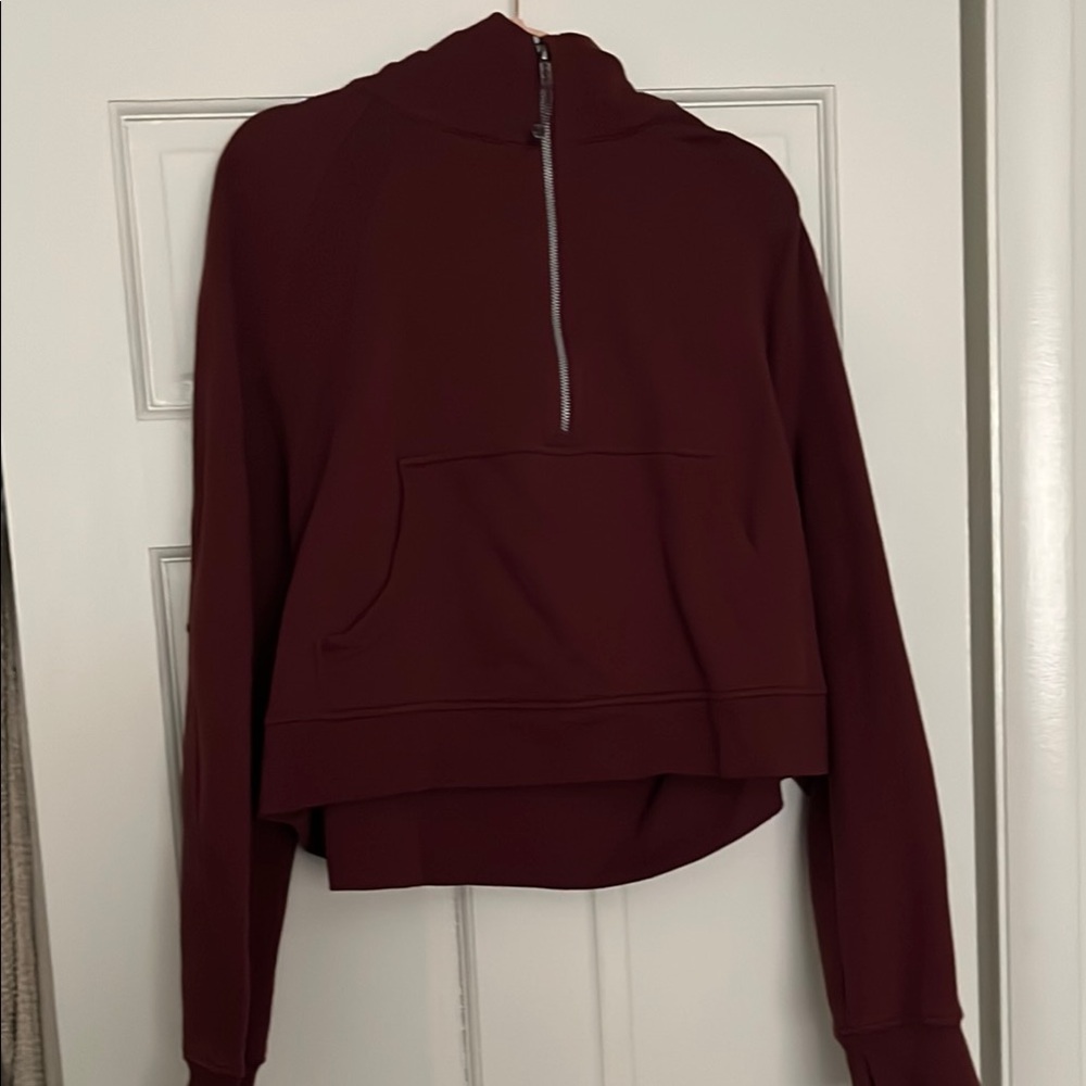 Women's Burgundy Half-Zip Scuba Hoodie